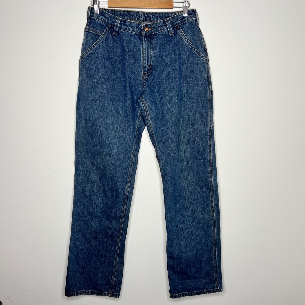 Carhartt Women's Size 10 Long Length 34 inch Medium Wash Relaxed Fit Jeans